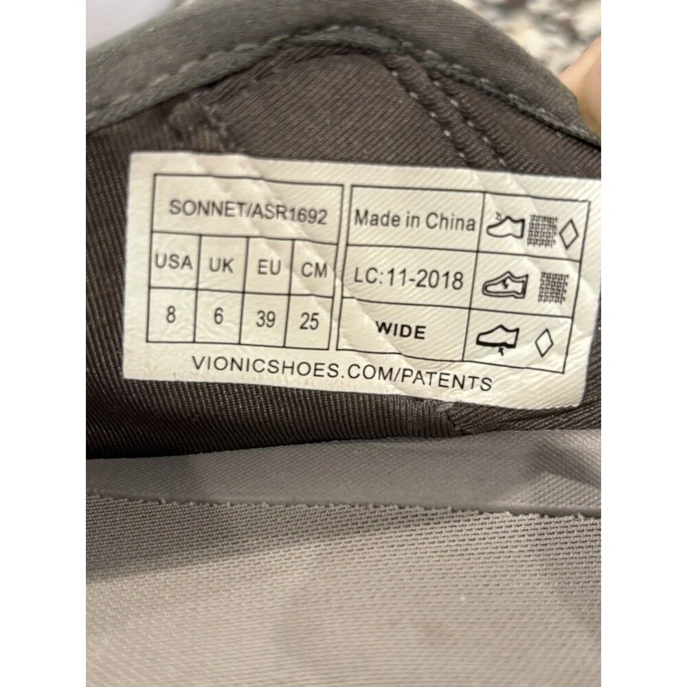 Vionic Sonnet Gray Mary Jane Comfort Sneakers Size 8W Walking Shoes Hook & Loop